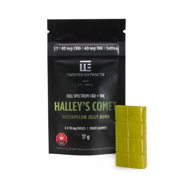 Twisted-Extracts-Sativa-Jelly-Bomb-1to1-40mgTHC-Halleys-Comet-Watermelon