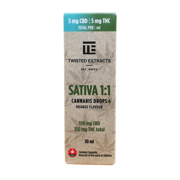TWISTED-EXTRACTS-CANNABIS-DROPS-SATIVA-1-TO-1-150MG-CBD-THC